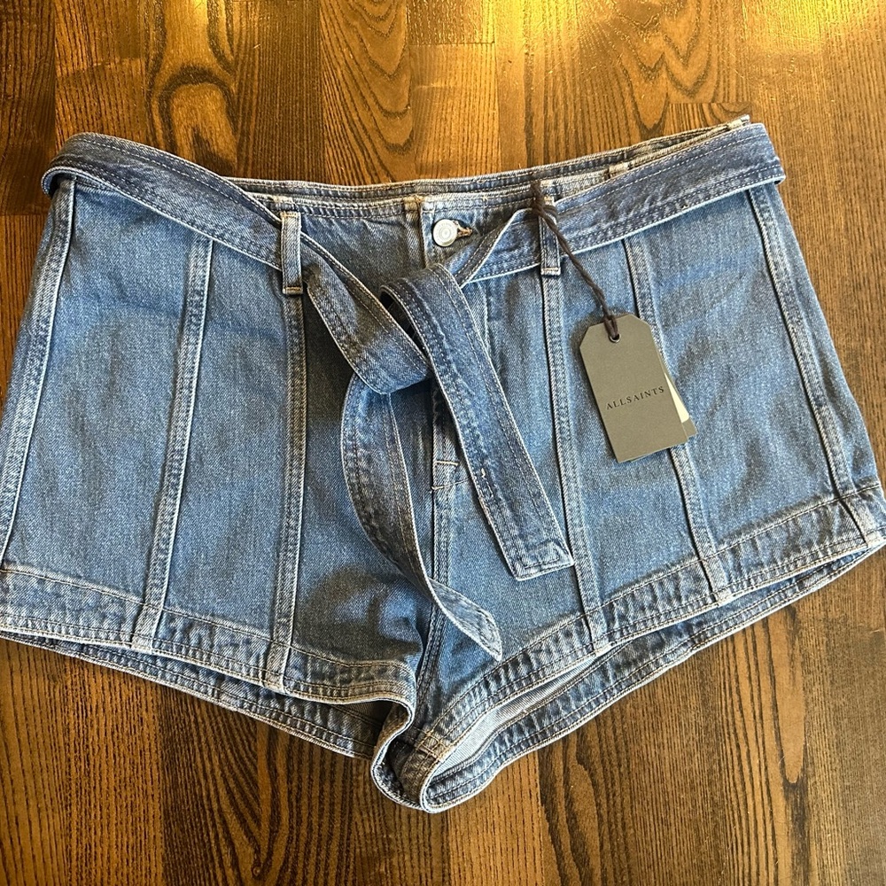 NWT Women’s ALL SAINTS Frankie Shorts Mid Indigo Size 32